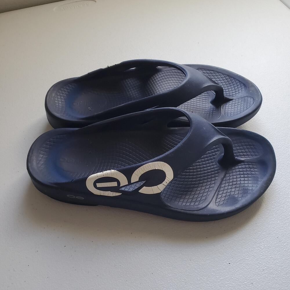 OOFOS OOriginal Sandals Shoes Mens Size 7 Womens Size 9 Blue Thong Recovery